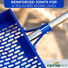 CRITTER FAVS adjustable handle reaches all coop corners for easier cleanup