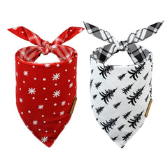 CROWNED BEAUTY Christmas dog bandana front view shows pine design for holiday photos