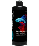 Crystalpro Betta Minerals bottle close-up signaling concentrated minerals for aquarium health