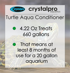 Crystalpro Turtle & Amphibian Water Conditioner highlights chlorine and ammonia neutralization features
