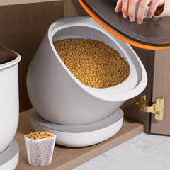 CTIME airtight container front-opening design for quick kibble access.