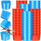 Ctosree red cage cup close-up highlighting sturdy plastic material for bird feeding