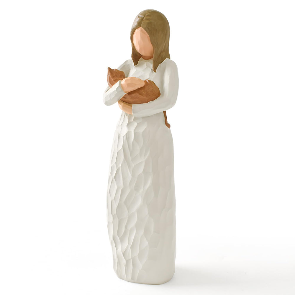 Cuayaes orange cat figurine memorial—tender keepsake for cat lovers.