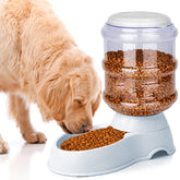 cucurbita automatic dog feeder front view demonstrates gravity-fed reliability for large dogs