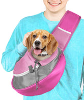 Cuddlissimo! pet sling closeup buckle demonstrates secure hands-free wearing and quick, easy access.