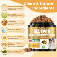 Cudory cat allergy chews probiotic blend – promotes gut balance and nutrient absorption