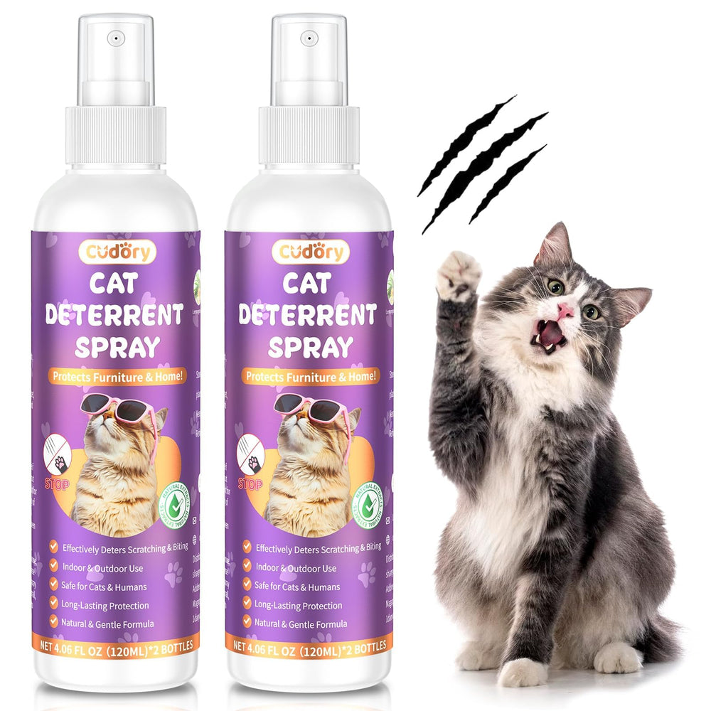 Cudory Cat Deterrent Spray bottle indoors-outdoors helps protect furniture from scratching