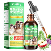 Cudory flea-tick-drops bacon bottle for daily pet protection.