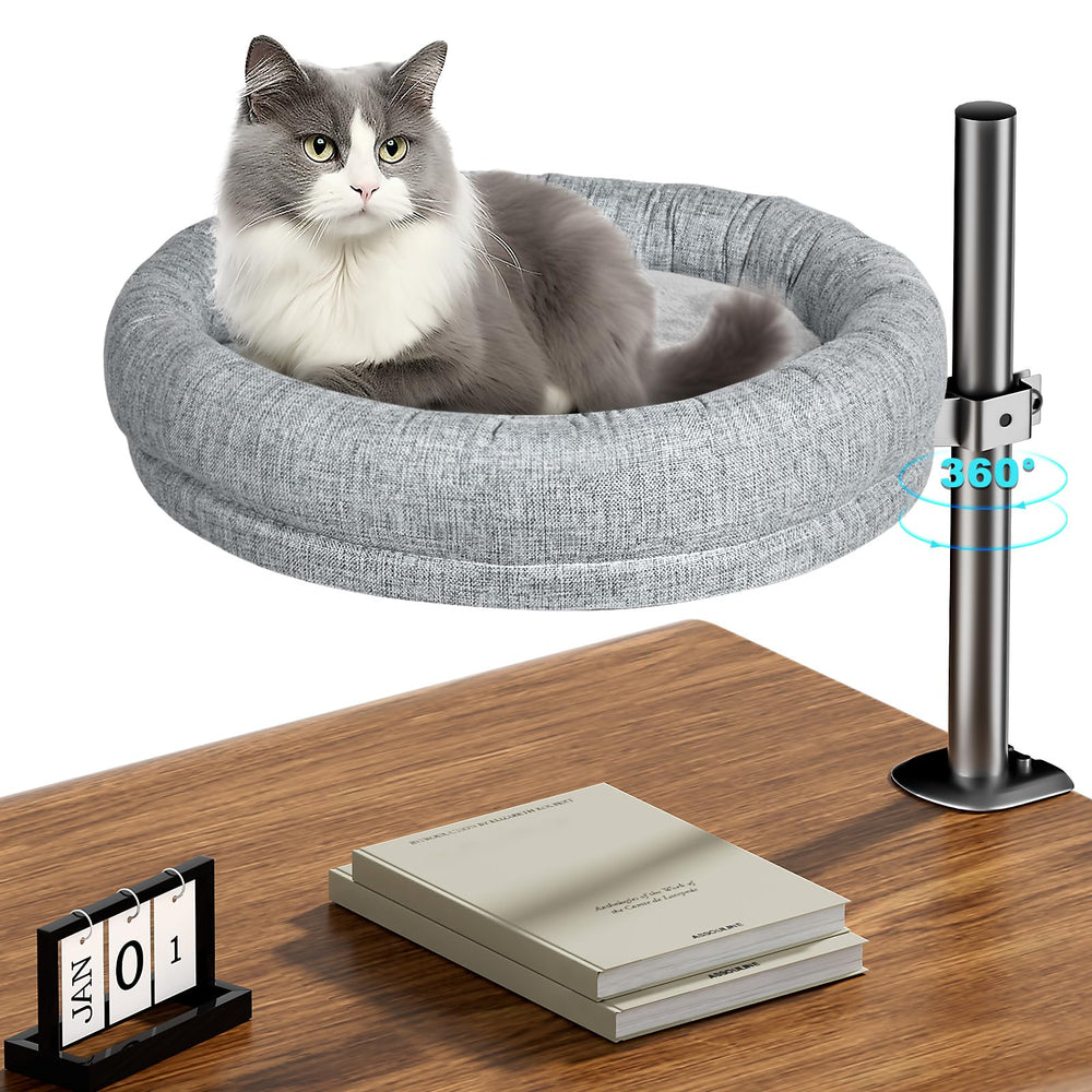Cuipingoo cat bed with 360° rotation aids flexible lounging by your desk.