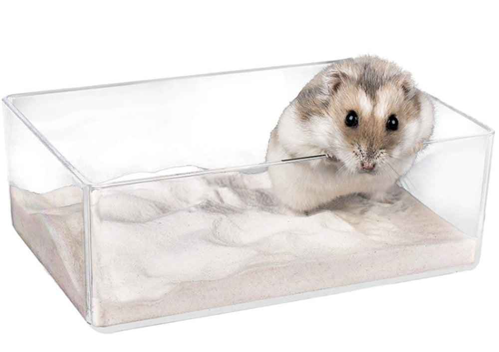 Cumuiu hamster sand bathroom clear acrylic tray compact design for easy setup and viewing.