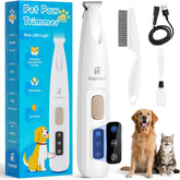 Cupofpet dog paw trimmer with LED light shown in front view for precise trimming