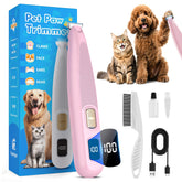 Cupofpet paw trimmer with LED light in pink front view for precise paw grooming.