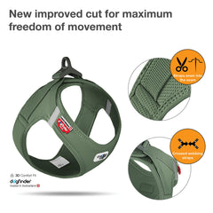 Curli Vest Harness Air-Mesh with Velcro adjustment, enabling precise fit for variety of dog shapes.
