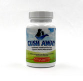 CushAway bottle label closeup highlighting a natural canine supplement for inflammation support.