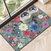 Cuslnox dog food mat absorbent design catches spills and keeps floors dry