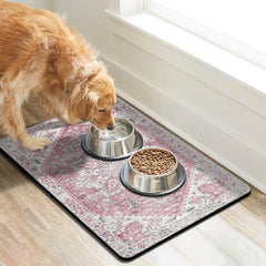 Cuslnox dog food mat with anti-skid back prevents sliding during feeding.