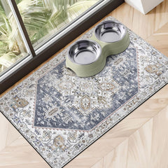 Cuslnox dog food mats absorbent water-bowl scene protects floors during messy drinks