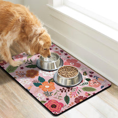 Cuslnox dog food mat with anti-skid back stays in place during feeding.