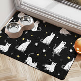 Cuslnox Halloween dog food mat with absorbent surface catches spills, keeping floors clean