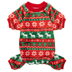 CUSOZWO dog Christmas pajamas elk-pattern back view for cozy winter warmth.
