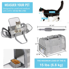 CUSSIOU soft sided cat carrier top-entry enables quick, stress-free pet access during trips