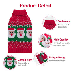 CuteBone Christmas dog sweater with leash hole supports easy control during excitement.