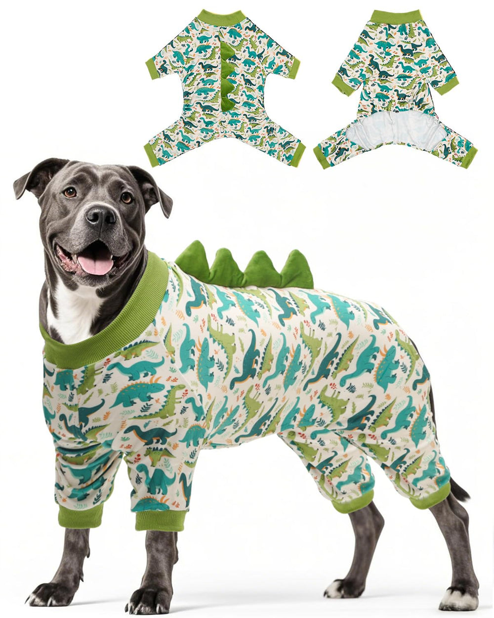 CuteBone dinosaur cosplay pajamas for dogs with playful print, comfy lounging.