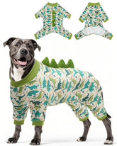 CuteBone dinosaur cosplay pajamas for dogs with playful print, comfy lounging.