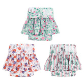 CuteBone dog diapers skirts pack 3 worn on a small dog for cute period coverage.