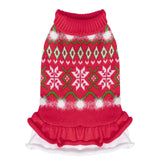 CuteBone Fancy Dog Thick Sweater Dress front view with warm cozy winter wear.