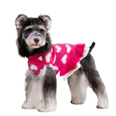 CuteBone Fancy Pink Dog Sweater Dress front view with ruffle skirt for small dogs' daily warmth