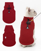 CuteBone fleece dog vest Christmas red turtleneck close-up for warmth.