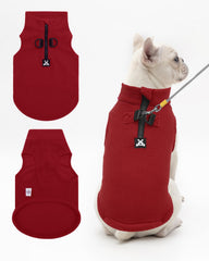 CuteBone fleece dog vest Christmas red turtleneck close-up for warmth.