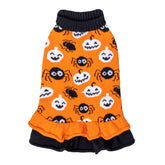 CuteBone Halloween dog sweater dress with pumpkin contrast for cute photo moments