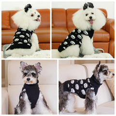 CuteBone skull dog sweater knit-fabric-closeup shows soft corn yarn fabric.