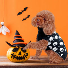 CuteBone skull dog sweater leash-hole-detail demonstrates easy control during walks.