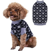 CuteBone skull Halloween dog sweater in black adds warmth and festive style for small dogs.