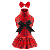 CuteBone turtleneck velvet dress on a small dog shows soft fabric and comfortable fit.
