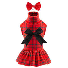 CuteBone velvet turtleneck dress front view for small dogs, stylish and breathable.