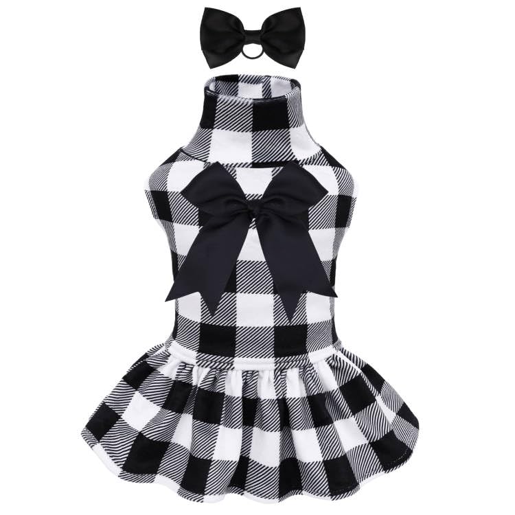 CuteBone turtleneck velvet dress on small dog, front view for chic everyday wear.