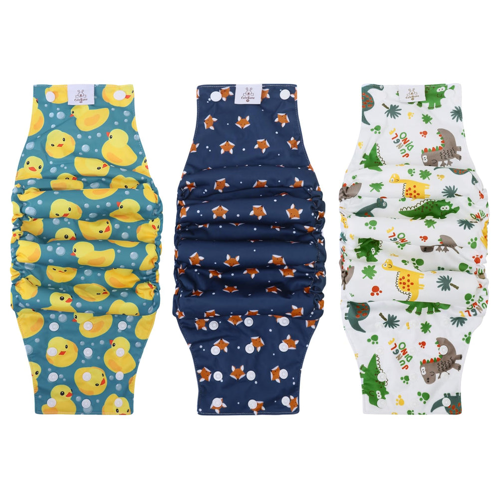 CuteBone washable dog diapers male snaps front view highlights easy-fitting pack design.