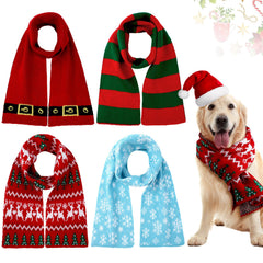 Cutecrop Christmas knitted dog scarf in green; festive look for medium dogs.