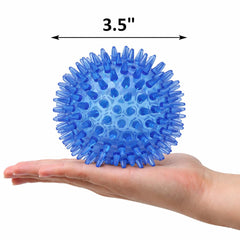 Cutie's PetBox blue spike ball—soft spikes for safe squeezing and gnawing.