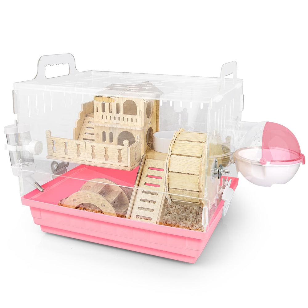 Cycodo 8 in 1 acrylic hamster cage front view for easy observation and interaction.