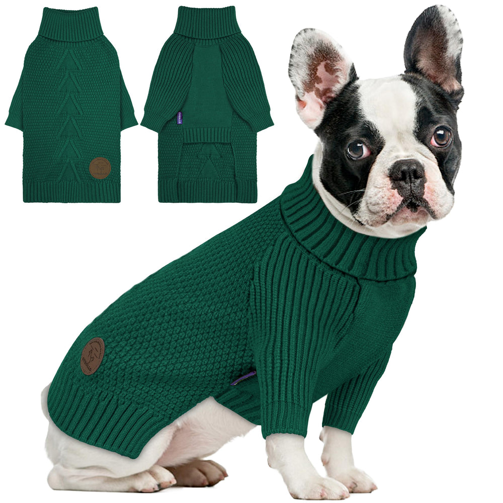Cyeollo dog Christmas sweater front view shows festive knitwear for chilly walks