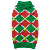 cyeollo dog Christmas sweater green front view showcases festive warmth for winter walks.