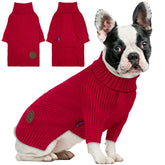 cyeollo dog Christmas sweater red turtleneck front view offers cozy winter warmth