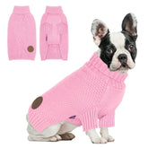 cyeollo dog sweater pink front view shows cozy warmth for chilly walks.