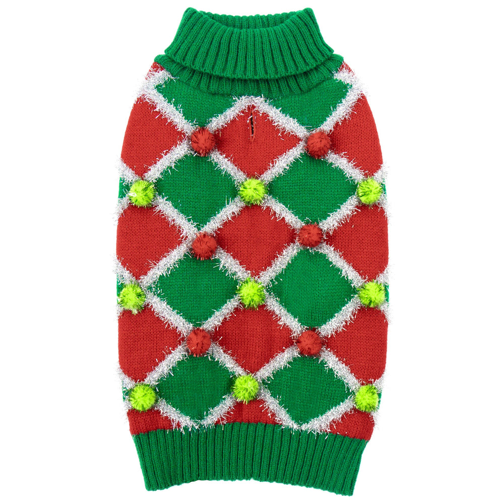 Cyeollo large dog Christmas sweater front view shows warm knit for winter walks.