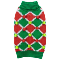 Cyeollo large dog Christmas sweater front view shows warm knit for winter walks.